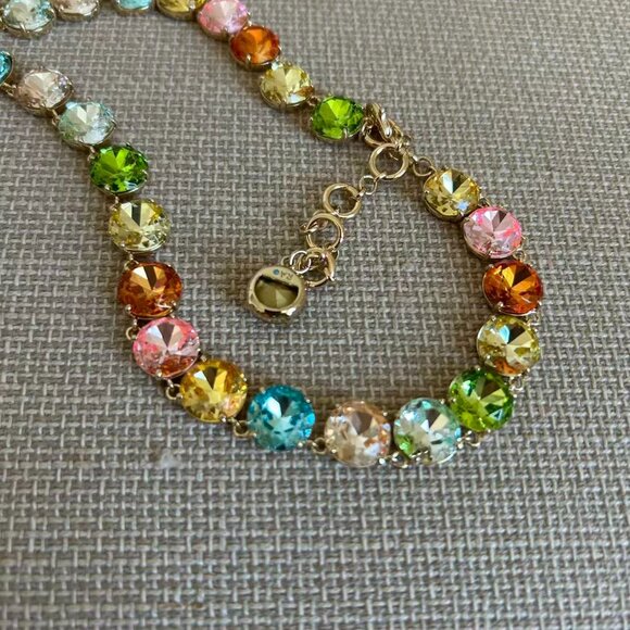 Roxanne Assoulin Rainbow Round Paste Gem Necklace Colorful - Picture 5 of 8